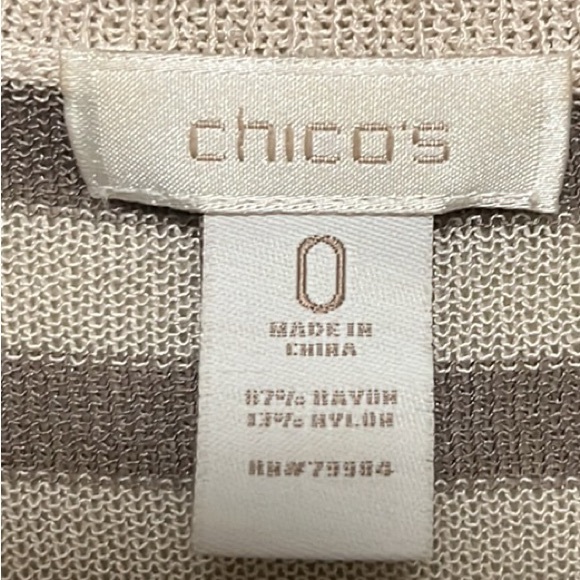 CHICO’S, Striped, Long Sleeves, Long Line, Cardigan, Coffee Brown Color, Size 0 - Picture 3 of 4